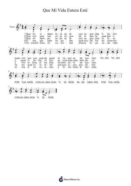 Que Mi Vida Entera Esté Sheet Music by Oran Williamd-Arr.Giswolf