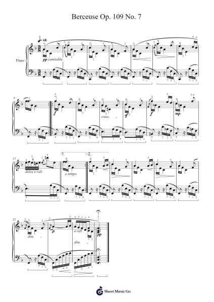 Berceuse Op. 109 No. 7 Sheet Music by Johann Friedrich Fasch-Arr.Ianlay Hullee