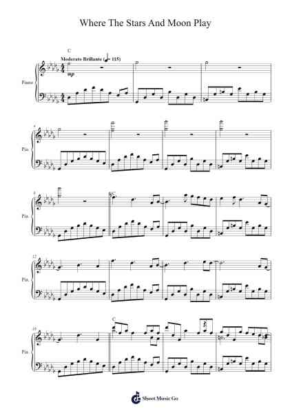 Where The Stars And Moon Play Sheet Music by 2002 Band-Arr.Lamshop