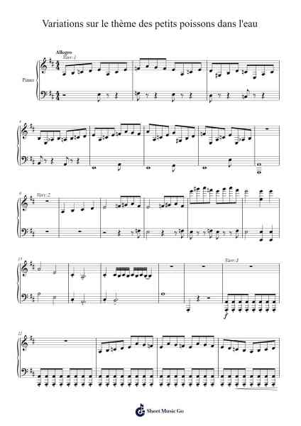 Variations sur le thème des petits poissons dans l'eau Sheet Music by Woollance Laurad-Arr.Crodre Kipqe