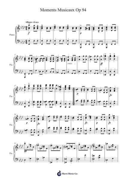 Moments Musicaux Op 94 Sheet Music by Franz Schubert-Arr.Reygess