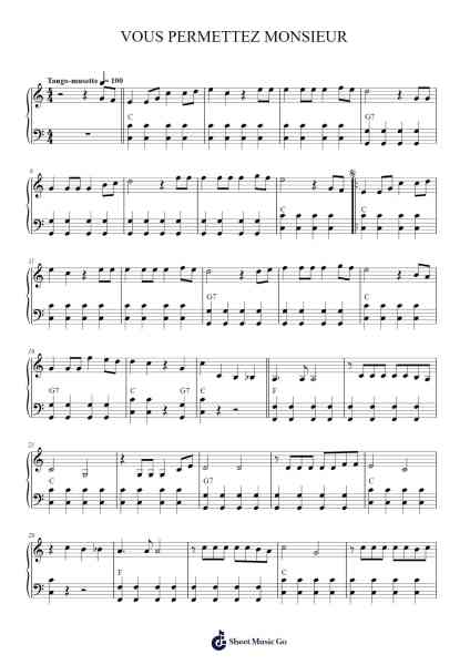 VOUS PERMETTEZ MONSIEUR Sheet Music by Unknown author-Arr.Saske