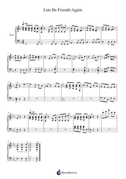 Lets Be Friends Again Sheet Music by Lisean-Arr.Paydice