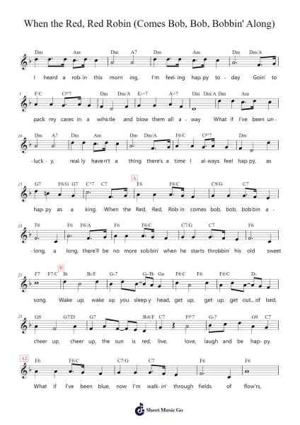 When the Red, Red Robin (Comes Bob, Bob, Bobbin' Along) Sheet Music by Harry Woods-Arr.Swinfred Clarkdiah
