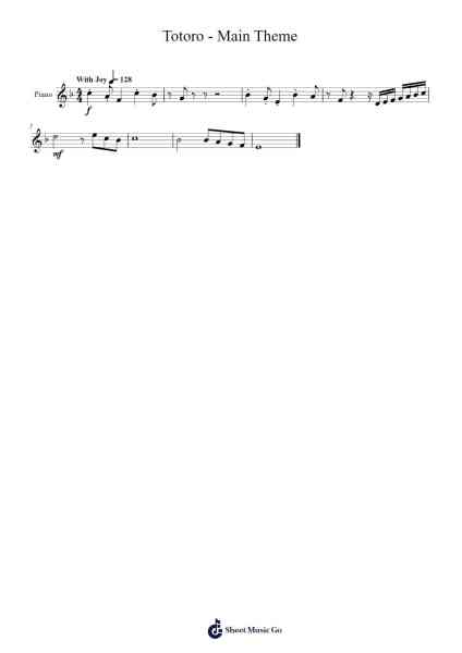 My Neighbor Totoro - Main Theme Sheet Music by Joe Hisaishi-Arr.Norgiles