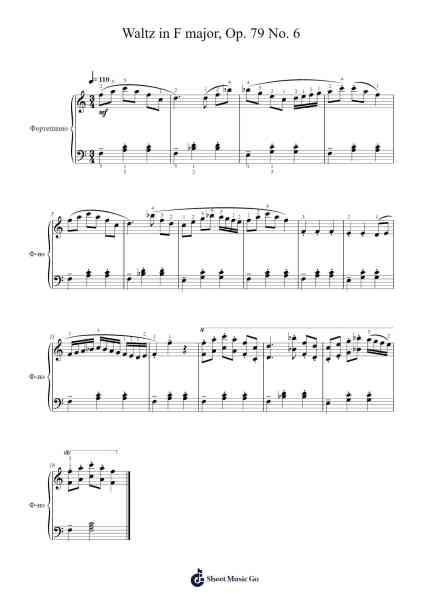 Waltz in F Major, Op. 79 No. 6 Sheet Music by Gregson Lawvic-Arr.Haycah Touthale