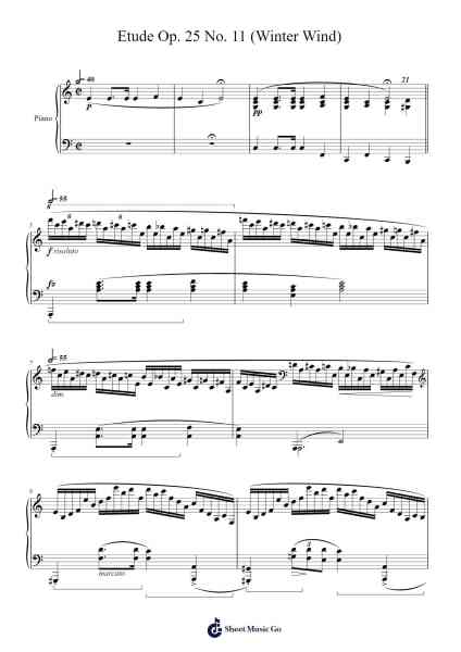 Etude Op. 25 No. 11 (Winter Wind) 乐谱由 Frédéric Chopin - 编曲 Rydiah