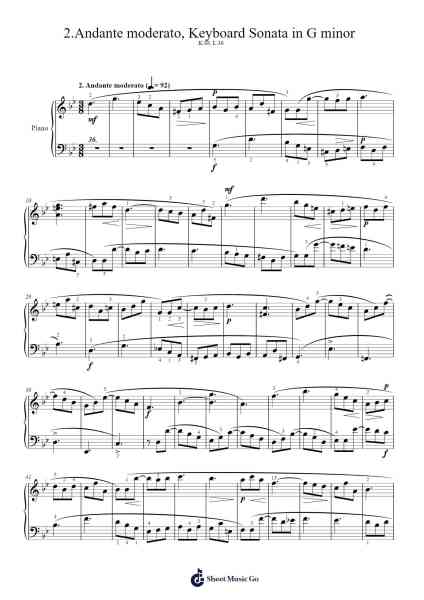 Keyboard Sonata in G Minor, K.88, L.36: II. Andante Moderato (Fuga) Sheet Music by Domenico Scarlatti-Arr.Feleste Johnren