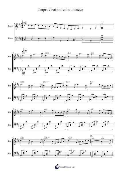 Improvisation en si mineur Sheet Music by Losnow Stiltian-Arr.Moisham Whcky