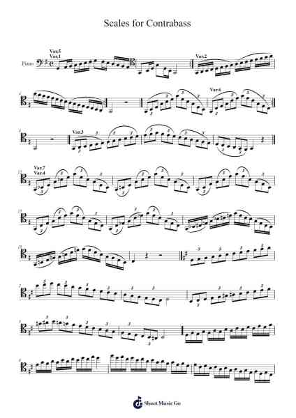 Scales for Contrabass Sheet Music by Stuartglas Mcrett-Arr.Beernoel Oisensharp