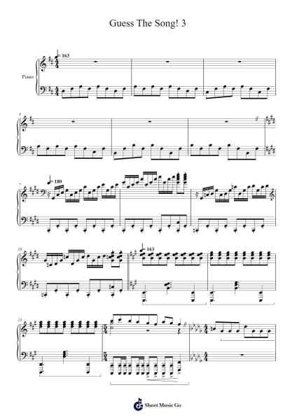 Guess The Song! 3 Sheet Music by KobeCoe-Arr.Restan