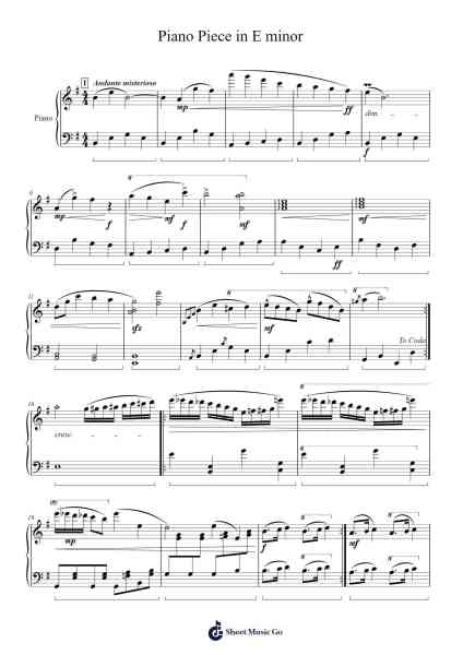 Piano Piece in E minor Sheet Music by -Arr.Gemcam Lanbert