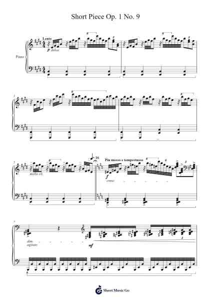 Short Piece Op. 1 No. 9 Sheet Music by 3gC42bX-Arr.Nyroy Vebe