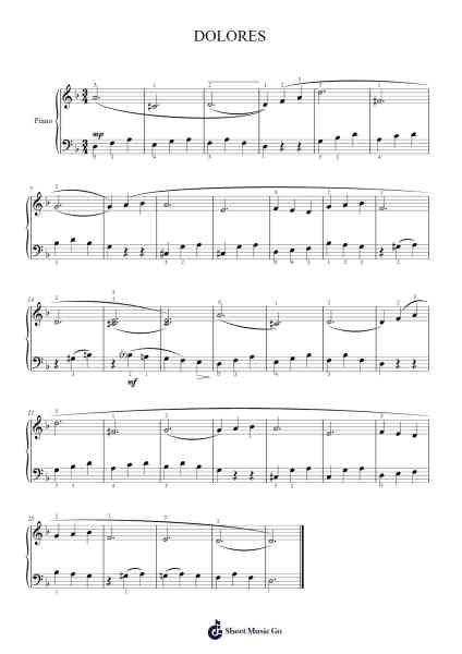 DOLORES Sheet Music by E. W.-Arr.Leolop Faypys