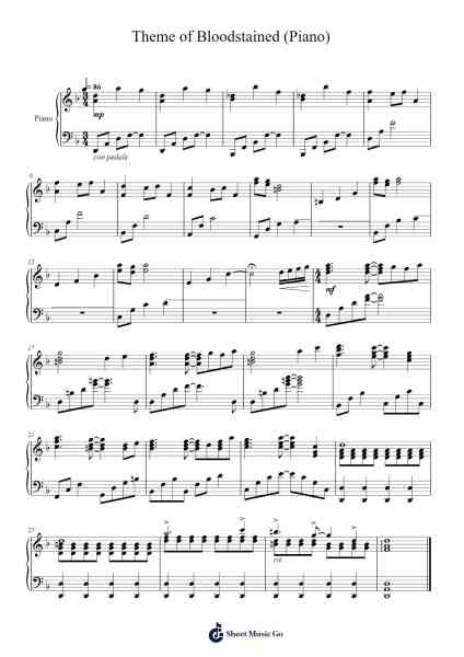 Theme of Bloodstained (Piano) Sheet Music by Michiru Yamane-Arr.Shedave Dwightrene