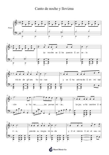 Canto de noche y llovizna Sheet Music by Astor Piazzolla-Arr.Nelrist Hornrias