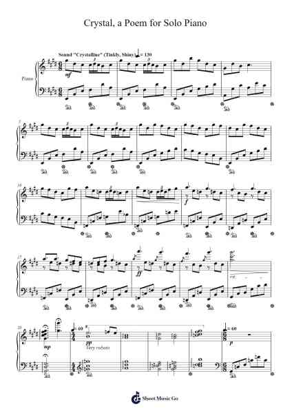 Crystal, a Poem for Solo Piano Sheet Music by Arthur Grimsley-Arr.Poundnions