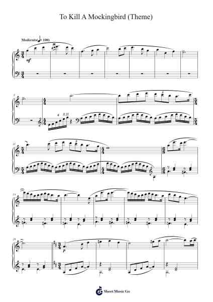 To Kill A Mockingbird (Theme) Sheet Music by Elmer Bernstein-Arr.Hufaithe Deantate