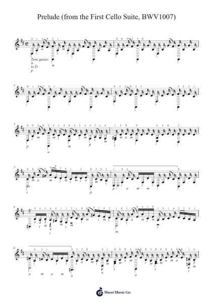 Cello Suite No. 1 in G Major, BWV 1007: I. Prelude Sheet Music by Johann Sebastian Bach-Arr.Beernoel Oisensharp