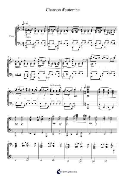Chanson d'automne op.8 Sheet Music by Davide Battarino-Arr.Humeleen Bachnat