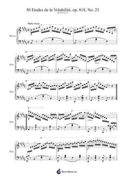 50 Etudes de la Volubilité, Op. 818: No. 23 Sheet Music by Carl Czerny-Arr.Sidser