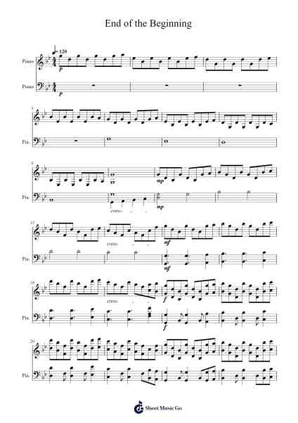 End of the Beginning Sheet Music by -Arr.Bosphia Wisell