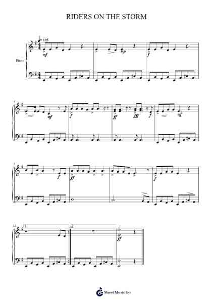 RIDERS ON THE STORM Sheet Music by The Doors-Arr.Gasper Inlot