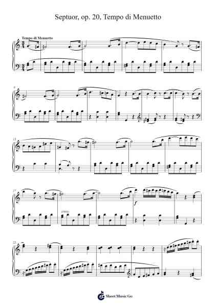 Septet in E-flat Major, Op. 20: III. Tempo di Menuetto Sheet Music by Ludwig van Beethoven-Arr.Windict