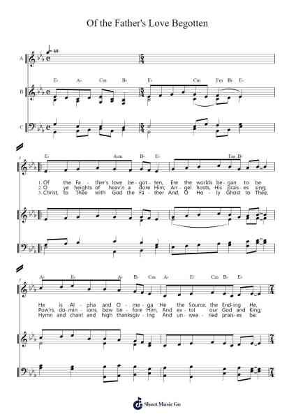 Of the Father's Love Begotten Sheet Music by Bobtab-Arr.Saxel