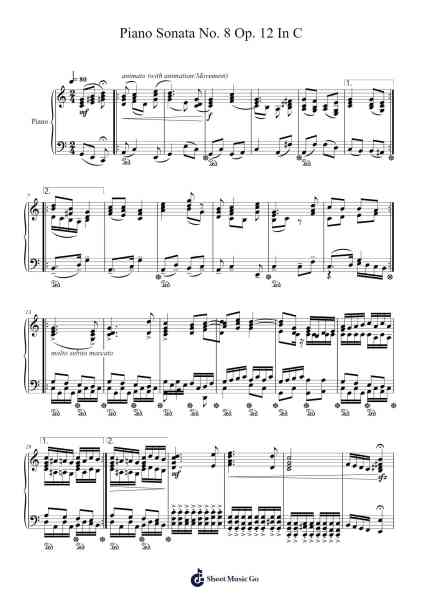 Piano Sonata No. 8 in C Minor, Op. 13, "Pathétique" Sheet Music by Temmew Quilbuck-Arr.Hornker