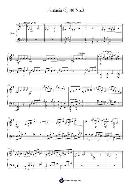 Fantasia Op.40 No.3 Sheet Music by Needel Deirmag-Arr.Swinfred Clarkdiah