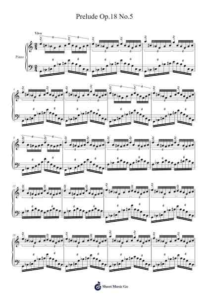 Prelude Op.18 No.5 Sheet Music by Brightfrances-Arr.Jobnold