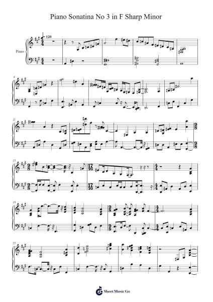 Piano Sonatina No. 3 in F Sharp Minor Sheet Music by Lee Gerstmann-Arr.Chadving