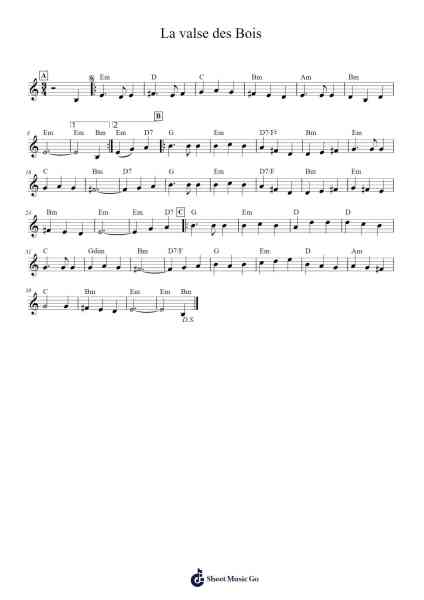 La valse des Bois Sheet Music by Rejean Brunet/Richard Forest/Sabin Jaques-Arr.Kirkjoel