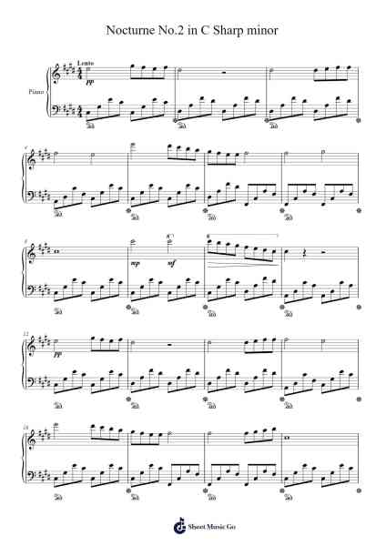 Nocturne No.2 in C Sharp minor Sheet Music by celikcanefe-Arr.Nestowe Yorkse