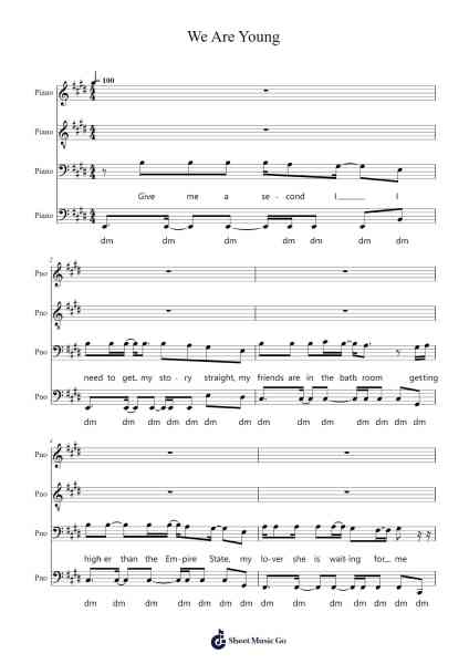 We Are Young Sheet Music by -Arr.Sawoolf Phylhale
