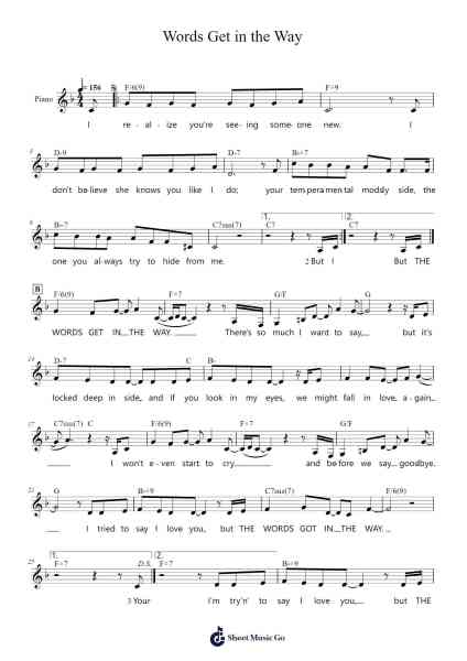 Words Get in the Way Sheet Music by Gloria Estefan-Arr.Kerrdutt Anda