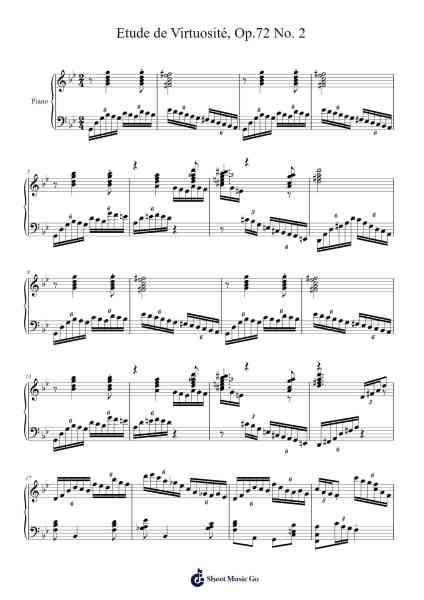 Etude de Virtuosité, Op.72 No. 2 Sheet Music by -Arr.Totience Queesom