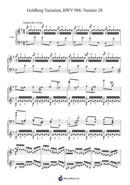 Goldberg Variations, BWV 988: Variatio 28 a 2 Clav. Sheet Music by Johann Sebastian Bach-Arr.Bridmay
