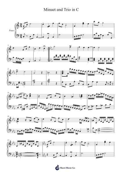 Minuet and Trio in C Sheet Music by R. Safahra-Arr.O'Cady Bobde