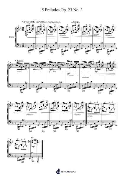 Prelude in D Minor, Op. 23 No. 3 Sheet Music by Thomas Liu-Arr.Daitrid Piersliam