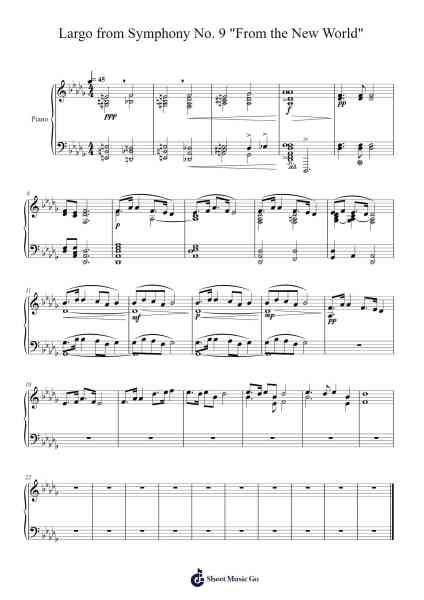 Symphony No. 9 in E Minor, Op. 95, "From the New World": II. Largo Sheet Music by Antonin Dvořák-Arr.Backwey Naric