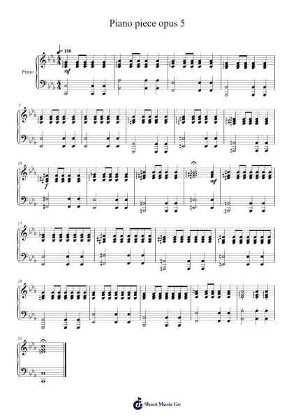 Piano piece opus 5 Sheet Music by van freunbach-Arr.Dysaul Beaze