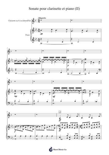 Sonate pour clarinette et piano (II) Sheet Music by Jerries-Arr.Lanhy