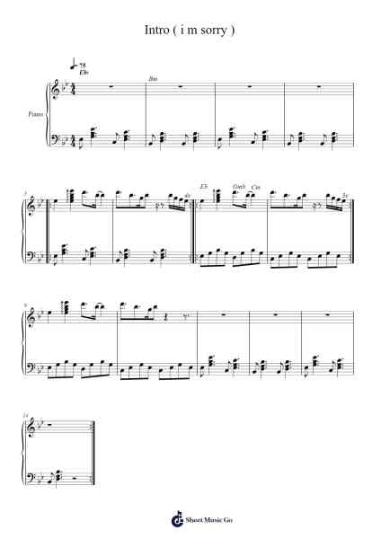 Intro ( i m sorry ) Sheet Music by Mounika.-Arr.Jillmo Grantbott