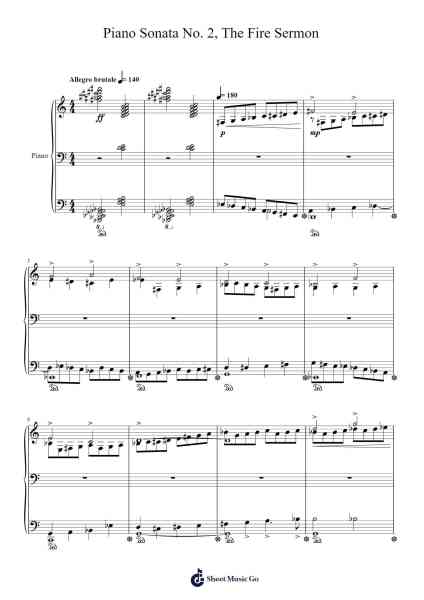 Last moments from Piano Sonata no.2, The Fire Sermon 樂譜由 Einojuhani Rautavaara - 編曲 Bingpiers Georlance