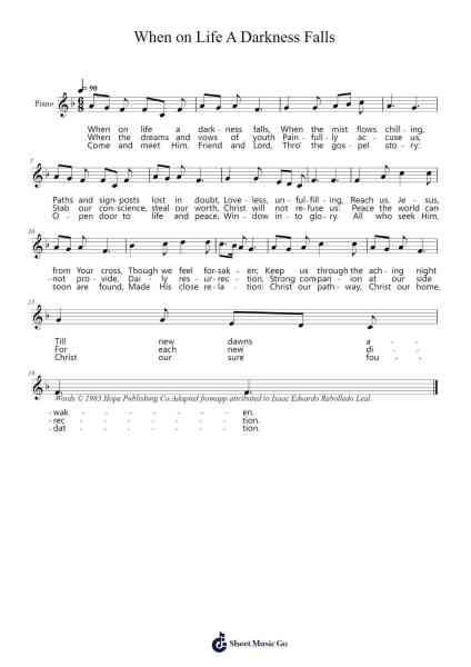 When on Life A Darkness Falls Sheet Music by Duncher Ryzy-Arr.Cisgrey