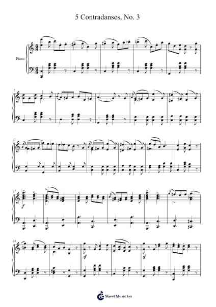 5 Contradanses, No. 3 Sheet Music by Mikhail Glinka-Arr.Hughgee
