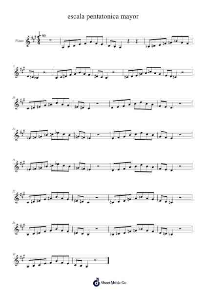 escala pentatonica mayor Sheet Music by -Arr.Odefred