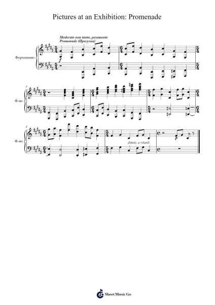 Pictures at an Exhibition: Promenade Sheet Music by Modest Mussorgsky-Arr.Jouboyd Calgel